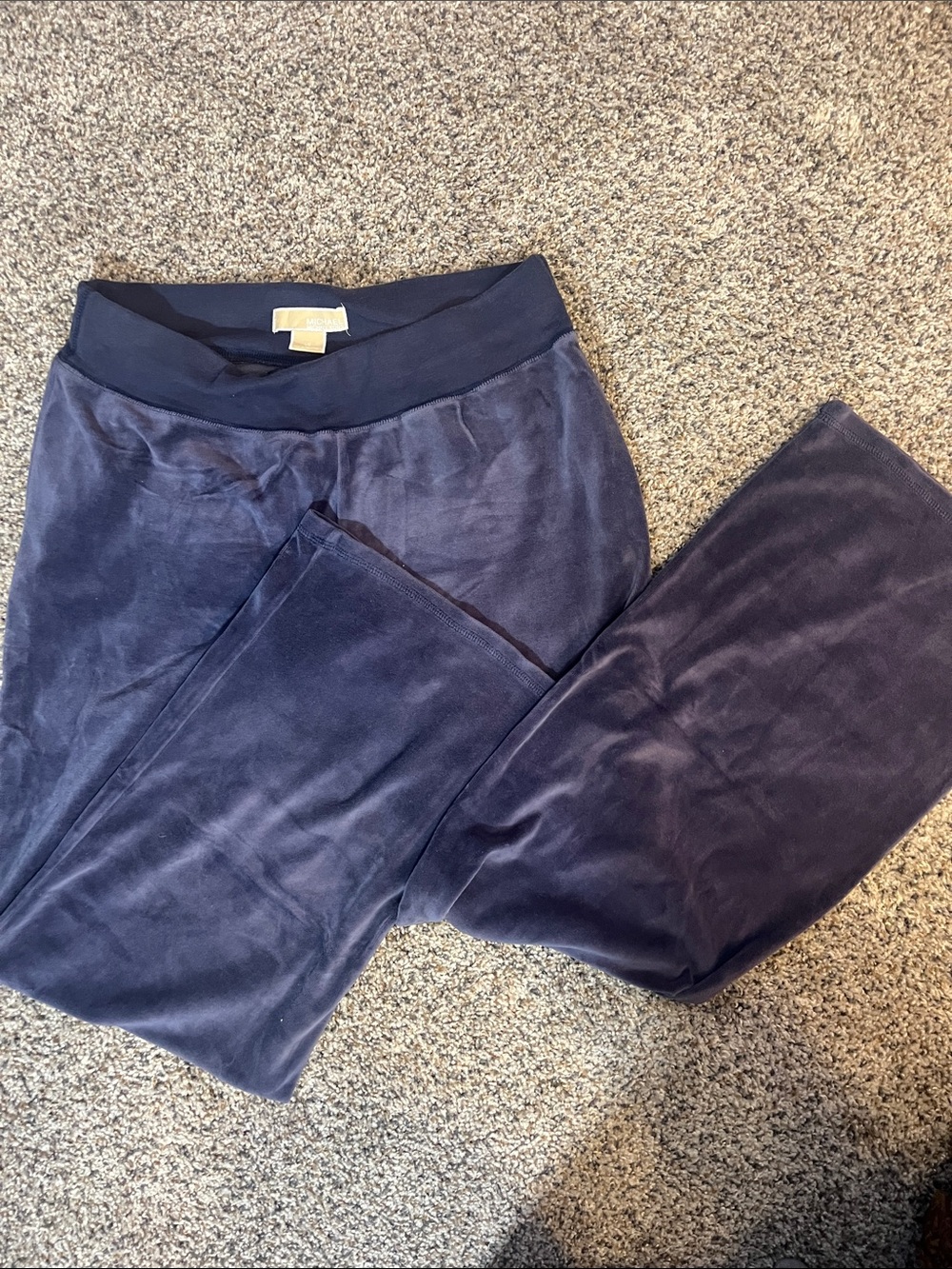 MICHAEL Michael Kors Velvet Track Pants in Deep Navy, Size L